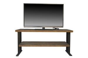 English Elm Media Console Table Reclaimed Wood Open Shelf Industrial Living Room Tv Stand W142562432