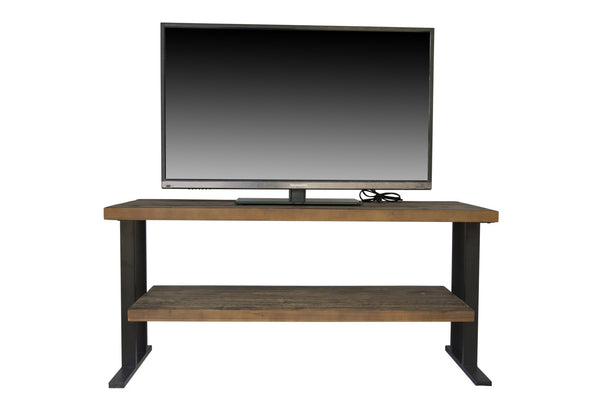 English Elm Media Console Table Reclaimed Wood Open Shelf Industrial Living Room Tv Stand W142562432