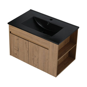 English Elm 30 Inch Triple Glazed Ceramic Vanity Sink with Overflow for Modern Bathroom Upgrade W99957948