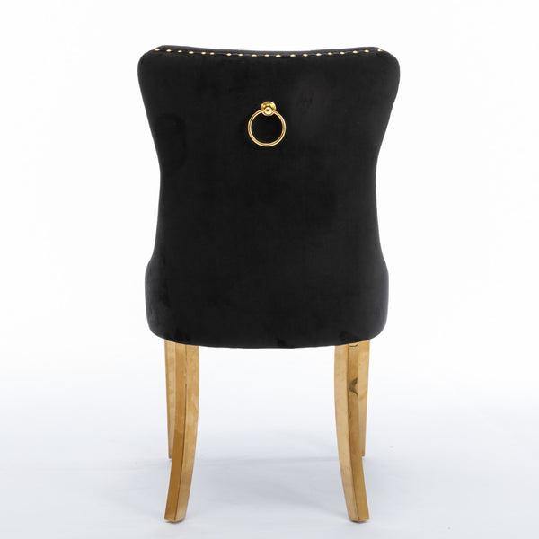 English Elm A&a Tufted Velvet Dining Chair with Nailhead Trim and Gold Polished Steel Legs W1143P452843