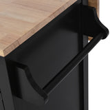 English Elm Kitchen Cart With Rubber Wood Drop-Leaf Countertop, Concealed Sliding Barn Door Adjustable Height,Kitchen Island On 4 Wheels With Storage Cabinet and 2 Drawers,L52.2Xw30.5Xh36.6 Inch, Black