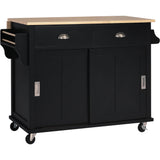Megan Kitchen Cart on 4 Wheels with Drop Leaf Countertop