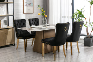 English Elm A&A Modern Nikki Collection Tufted Velvet Dining Chair with Nailhead Trim and Chrome Legs, Set of 2 Black W114352493