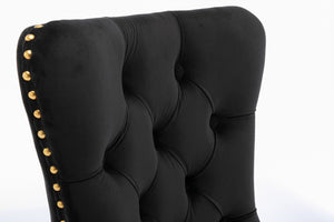 English Elm A&a Tufted Velvet Dining Chair with Nailhead Trim and Gold Polished Steel Legs W1143P452843
