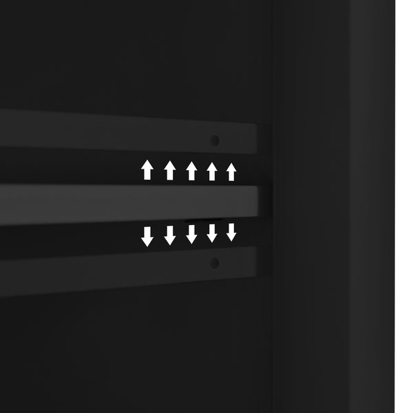 English Elm Kitchen Cart with Drop-Leaf Rubberwood Countertop, Sliding Barn Door, Locking Wheels & Storage Space Black SK000001AAB