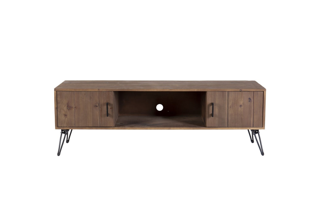 English Elm Industrial Reclaimed Wood Tv Stand with Dual Storage Cabinets for Living Rooms W142562421