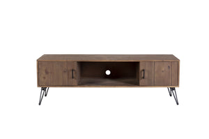 English Elm Industrial Reclaimed Wood Tv Stand with Dual Storage Cabinets for Living Rooms W142562421