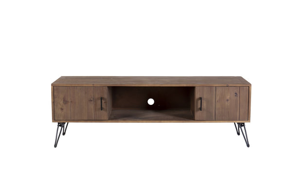 English Elm Industrial Reclaimed Wood Tv Stand with Dual Storage Cabinets for Living Rooms W142562421