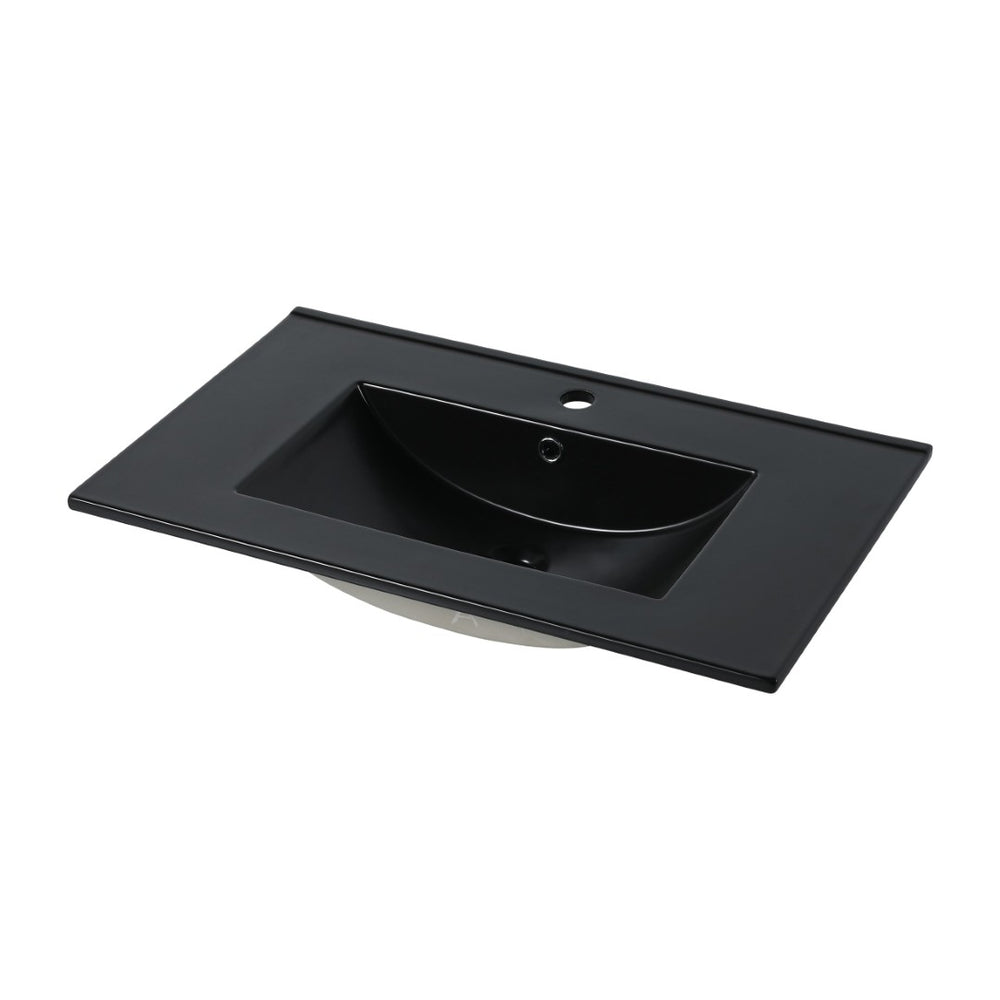 English Elm 30 Inch Triple Glazed Ceramic Vanity Sink with Overflow for Modern Bathroom Upgrade W99957948