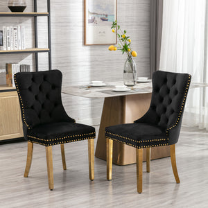 English Elm A&A Modern Nikki Collection Tufted Velvet Dining Chair with Nailhead Trim and Chrome Legs, Set of 2 Black W114352493