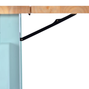 English Elm Kitchen Cart with Drop-Leaf Rubberwood Countertop, Sliding Barn Door, Locking Wheels & Storage Space Mint Green SK000001AAE