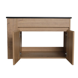 English Elm 30 Inch Bathroom Vanity - Modern Black Ceramic Basin With Adjustable Open Shelf For Small Spaces W999S00004