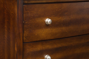 English Elm Dark Cherry Finish Chest of 5 Drawers with Satin Nickel Knobs, Transitional Bedroom Storage 38x53" B01162464