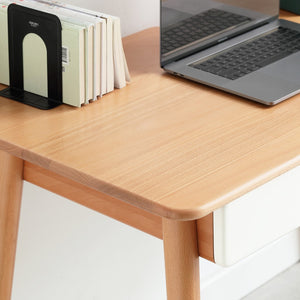 English Elm Solid Beech Wood Writing Desk 47 Inch with Two Drawers for Modern Home Office W128362458