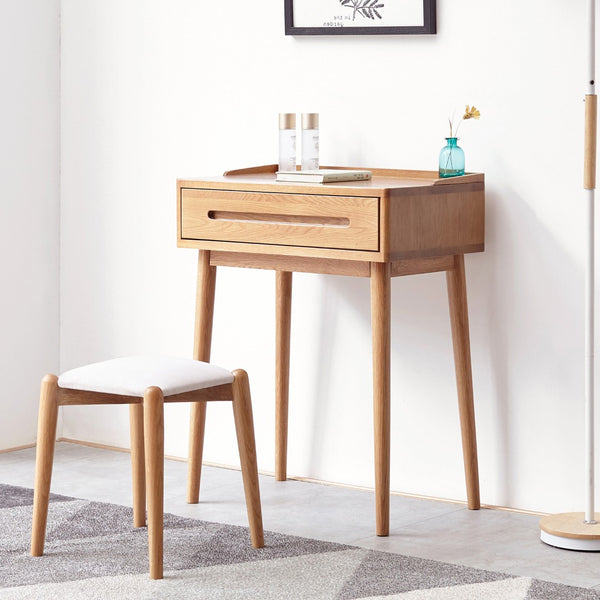 English Elm Dresser Solid Wood Bistro Desk with Storage Drawer for Bedroom or Entryway Nook W128362455