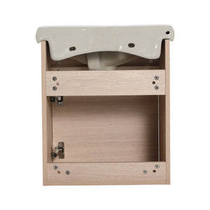 English Elm Small 18 Inch Floating Bathroom Vanity with Ceramic Sink, Soft-Close Doors, Water-Resistant Plywood Finish W99959248