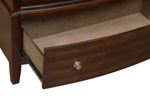 English Elm Dark Cherry Finish Chest of 5 Drawers with Satin Nickel Knobs, Transitional Bedroom Storage 38x53" B01162464