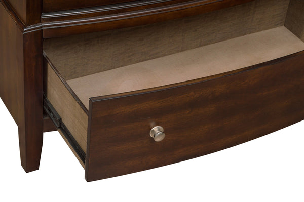 English Elm Dark Cherry Finish Chest of 5 Drawers with Satin Nickel Knobs, Transitional Bedroom Storage 38x53" B01162464