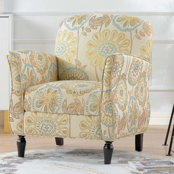 English Elm Accent Chair Mid Century Modern Woven Fabric Birch Legs Ergonomic Living Room Seat W68041398