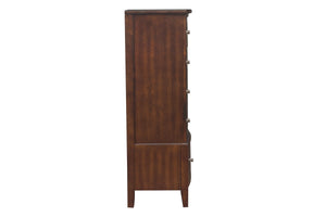 English Elm Dark Cherry Finish Chest of 5 Drawers with Satin Nickel Knobs, Transitional Bedroom Storage 38x53" B01162464