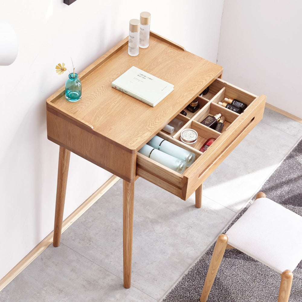 English Elm Dresser Solid Wood Bistro Desk with Storage Drawer for Bedroom or Entryway Nook W128362455