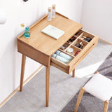 Bistro Table Dresser with Compact Storage Drawer, 100% Solid Natural Wood, 60cm Width