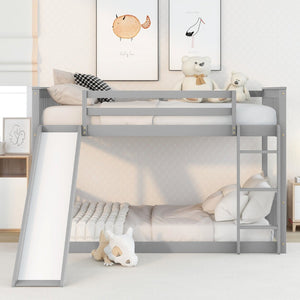 English Elm Twin Low Loft Bed with Pull Out Desk Drawers Cabinet and Shelves for Kids W697S00026