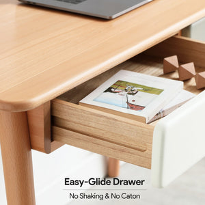 English Elm Solid Beech Wood Writing Desk 47 Inch with Two Drawers for Modern Home Office W128362458