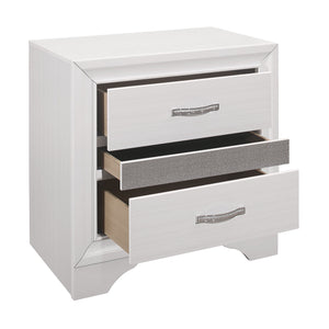 English Elm Glamorous Luster Nightstand White Finish with Hidden Felt-Lined Jewelry Drawer and Chrome Pulls B01162539