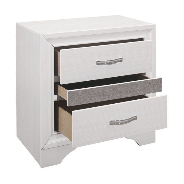 English Elm Glamorous Luster Nightstand White Finish with Hidden Felt-Lined Jewelry Drawer and Chrome Pulls B01162539