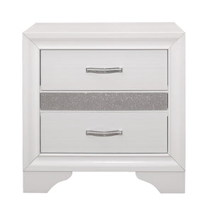 English Elm Glamorous Luster Nightstand White Finish with Hidden Felt-Lined Jewelry Drawer and Chrome Pulls B01162539