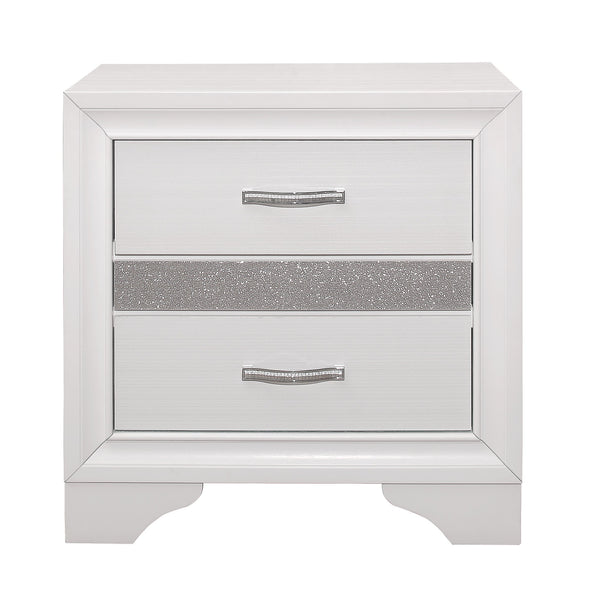 English Elm Glamorous Luster Nightstand White Finish with Hidden Felt-Lined Jewelry Drawer and Chrome Pulls B01162539