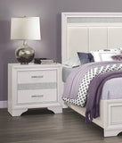 Glamorous Bedroom Furniture Nightstand with Hidden Jewelry Drawer, White/Silver