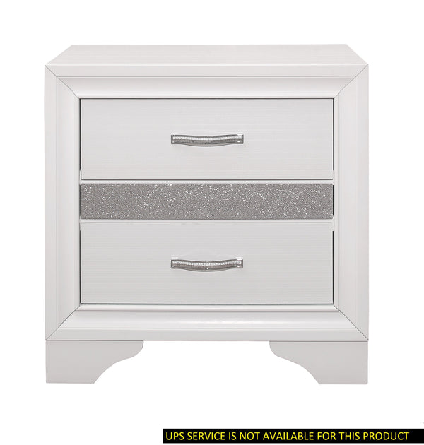 English Elm Glamorous Luster Nightstand White Finish with Hidden Felt-Lined Jewelry Drawer and Chrome Pulls B01162539