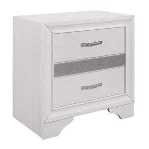 English Elm Glamorous Luster Nightstand White Finish with Hidden Felt-Lined Jewelry Drawer and Chrome Pulls B01162539