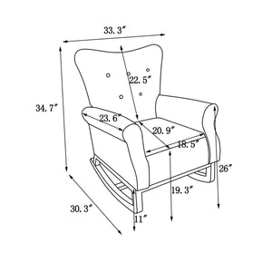 English Elm Baby Velvet Nursery Rocking Chair with High Back, Padded Armrests, Modern Fabric Recliner for Comfort and Support (250 lb Capacity) W136158990