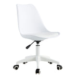 English Elm Modern Home Office Desk Chairs, Adjustable 360 °Swivel Chair Engineering Plastic Armless Swivel Computer Chair With Wheels For Living Room, Bed Room Office Hotel Dining Room and White.