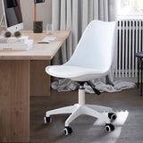 English Elm Modern Home Office Desk Chairs, Adjustable 360 °Swivel Chair Engineering Plastic Armless Swivel Computer Chair With Wheels For Living Room, Bed Room Office Hotel Dining Room and White.