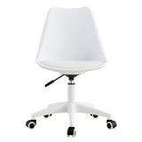 English Elm Modern Home Office Desk Chairs, Adjustable 360 °Swivel Chair Engineering Plastic Armless Swivel Computer Chair With Wheels For Living Room, Bed Room Office Hotel Dining Room and White.