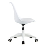 English Elm Modern Home Office Desk Chairs, Adjustable 360 °Swivel Chair Engineering Plastic Armless Swivel Computer Chair With Wheels For Living Room, Bed Room Office Hotel Dining Room and White.