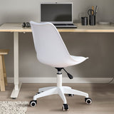 English Elm Modern Home Office Desk Chairs, Adjustable 360 °Swivel Chair Engineering Plastic Armless Swivel Computer Chair With Wheels For Living Room, Bed Room Office Hotel Dining Room and White.