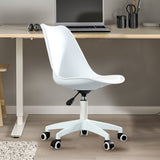 English Elm Modern Home Office Desk Chairs, Adjustable 360 °Swivel Chair Engineering Plastic Armless Swivel Computer Chair With Wheels For Living Room, Bed Room Office Hotel Dining Room and White.