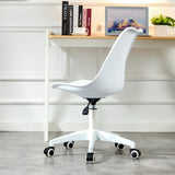 English Elm Modern Home Office Desk Chairs, Adjustable 360 °Swivel Chair Engineering Plastic Armless Swivel Computer Chair With Wheels For Living Room, Bed Room Office Hotel Dining Room and White.