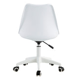 English Elm Modern Home Office Desk Chairs, Adjustable 360 °Swivel Chair Engineering Plastic Armless Swivel Computer Chair With Wheels For Living Room, Bed Room Office Hotel Dining Room and White.