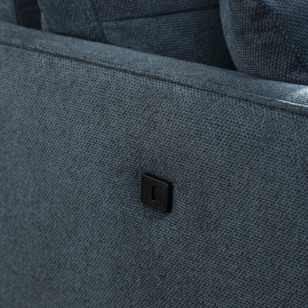 English Elm Living Space Three Seat Sofa Waterproof Polyester Upholstery with Usb Charging Port Dark Blue W82072359
