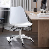 English Elm Modern Home Office Desk Chairs, Adjustable 360 °Swivel Chair Engineering Plastic Armless Swivel Computer Chair With Wheels For Living Room, Bed Room Office Hotel Dining Room and White.