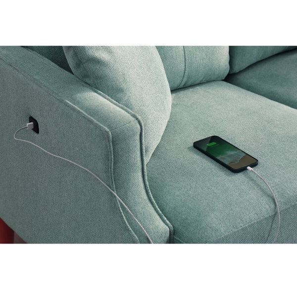 English Elm Living Space Three Seat Sofa Waterproof Polyester Upholstery with Usb Charging Port W82072357