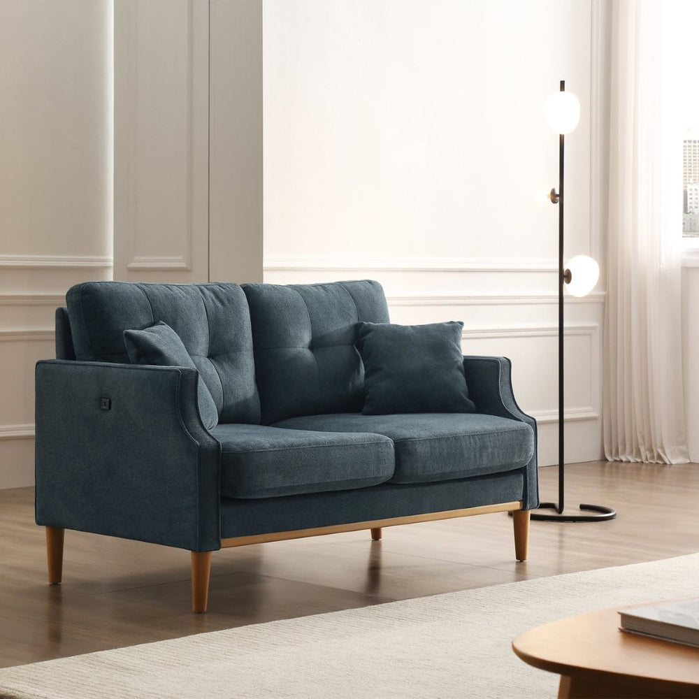 English Elm Living Space Button Tufted Loveseat Waterproof Polyester Usb Charging Contemporary Sofa W82057380