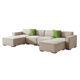 English Elm Modular U Shape Sectional Fabric Sofa (Beige)