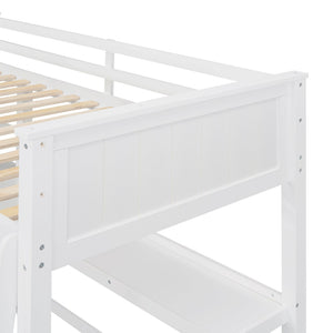 English Elm Twin Pine Wood Loft Bed with Built-in Desk Drawers and Shelf for Kids Rooms LT001530AAK-1